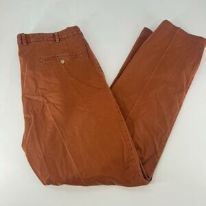 Peter Millar Mens 36 Pima Cotton Chino Pants Terracotta Burnt Orange Flat Front